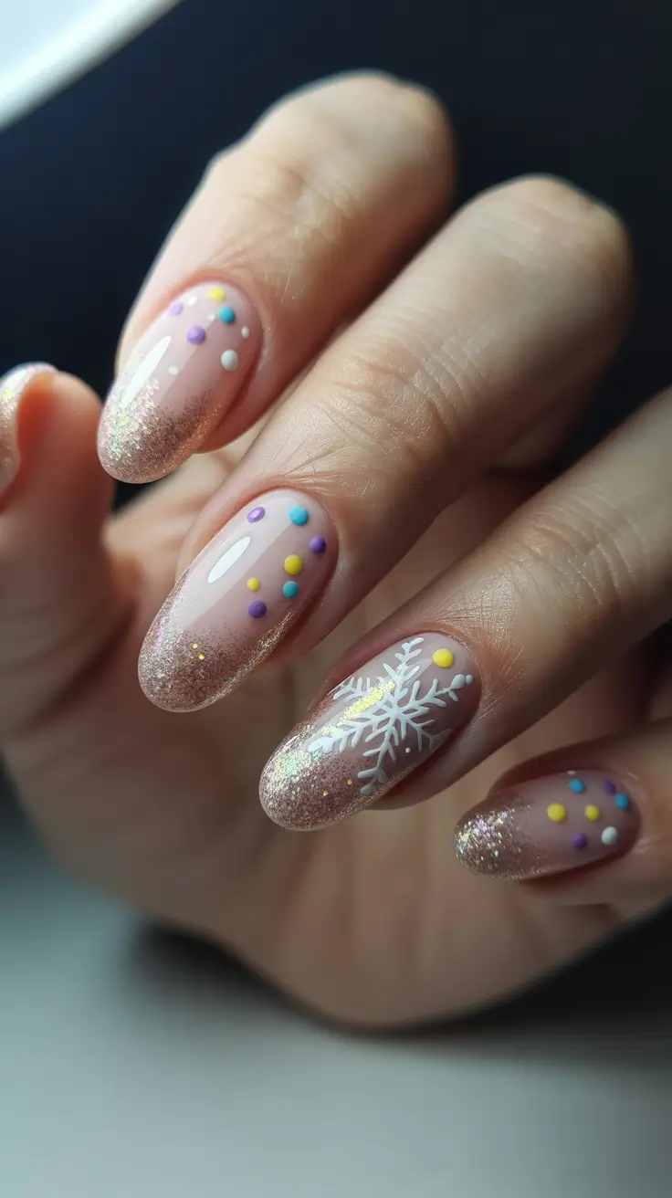 neutral winter nails 2025-2026 Frosted Confetti Spark