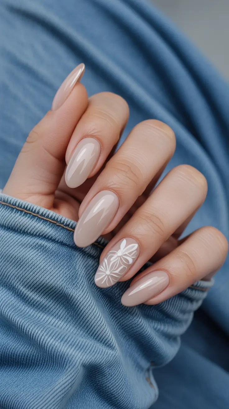 neutral winter nails 2025-2026 Latte Bloom Elegance
