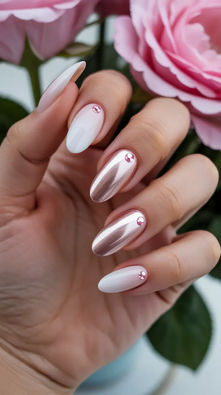 neutral winter nails 2025-2026 Rose Chrome Glow