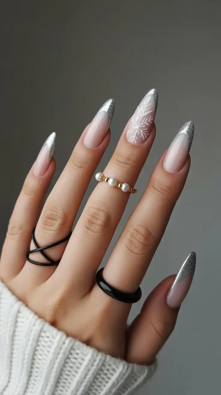 Neutral Winter Nails 2025–2026 Silver Edge Serenity