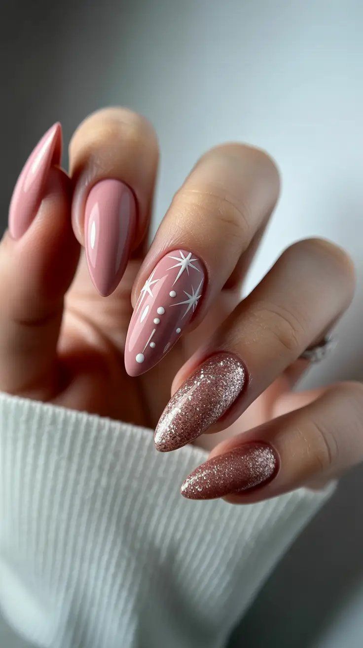 Neutral Winter Nails 2025–2026 Rosy Stardust