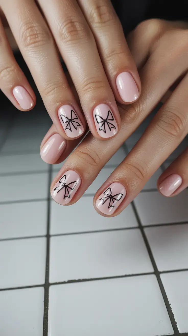 short-winter-nails-2025-2026-chic-bow-charms