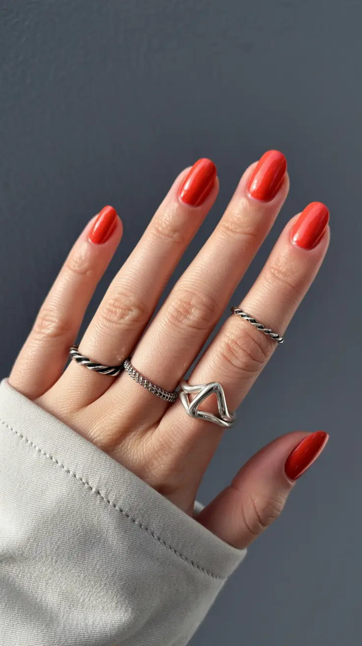 short winter nails 2025-2026 Classic Red Simplicity