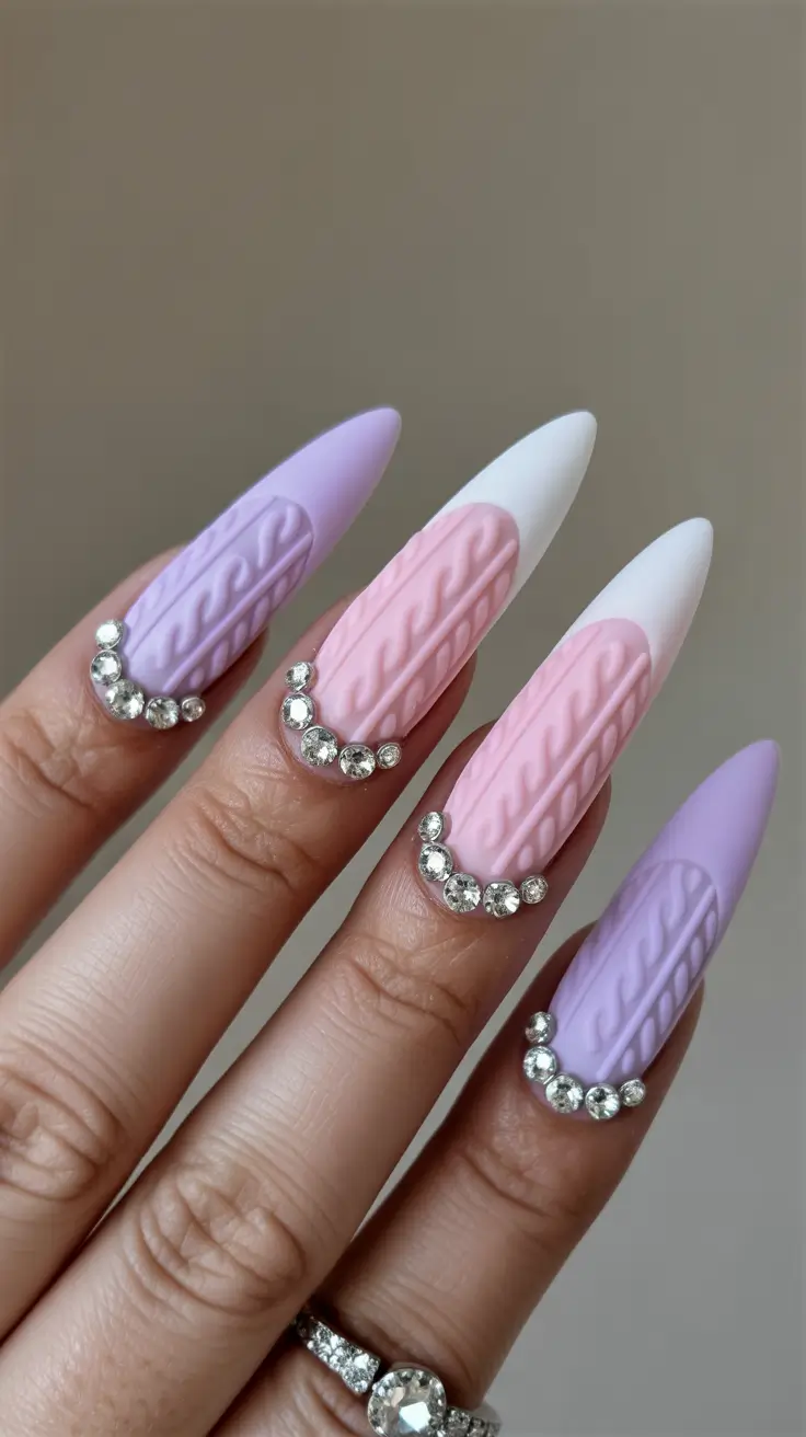 pink-winter-nails-2025-2026 cozy-knit-candy