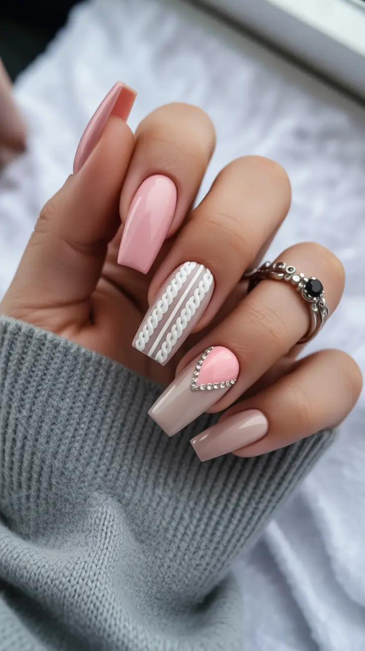pink-winter-nails-2025-2026 blush-geometry