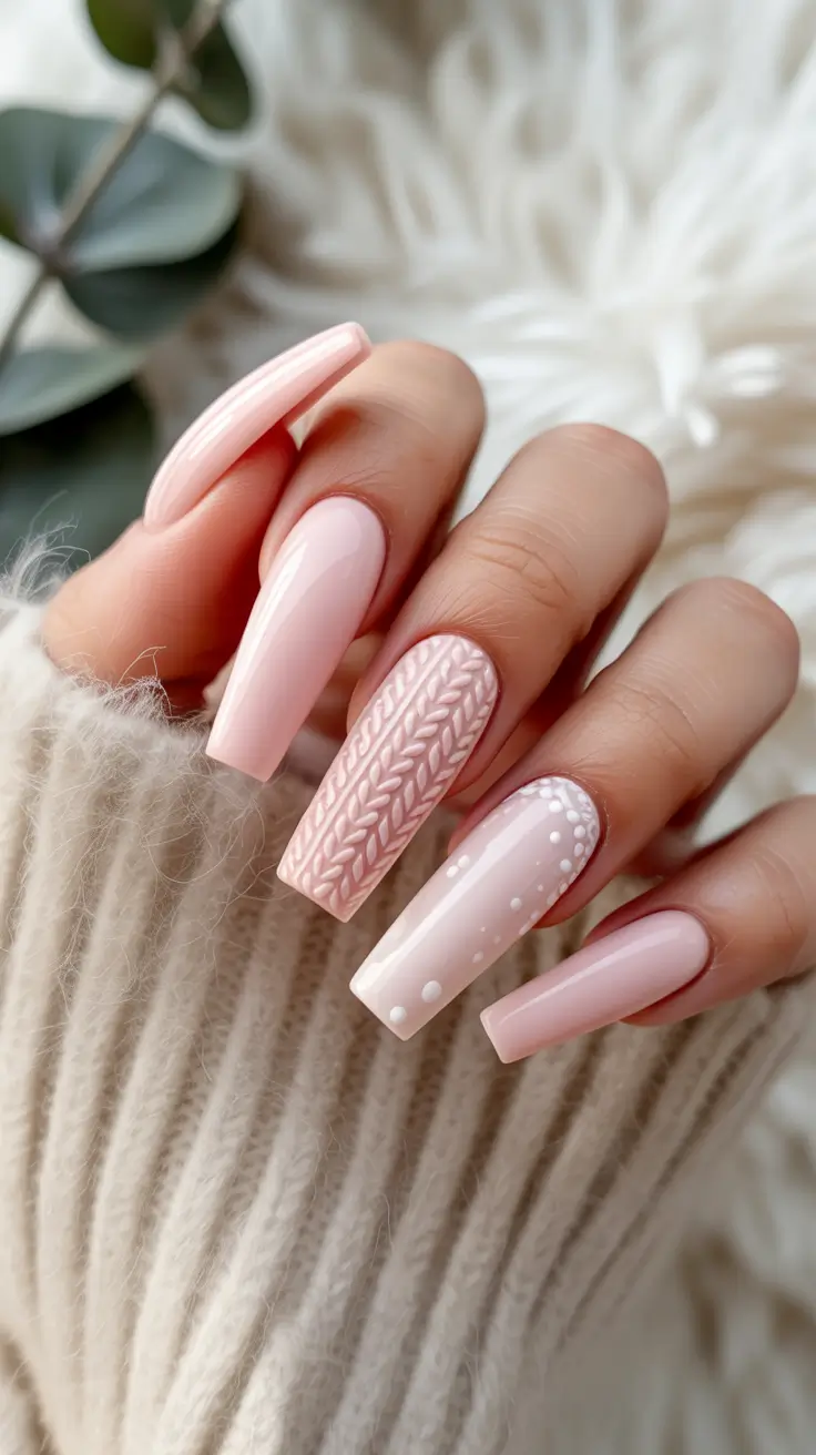 pink-winter-nails-2025-2026 snowy-pastel-dream