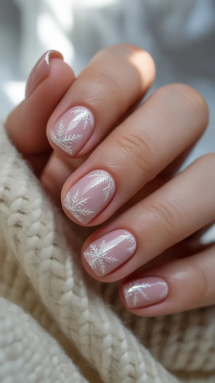 pink-winter-nails-2025-2026 frost-leaf-minimalism