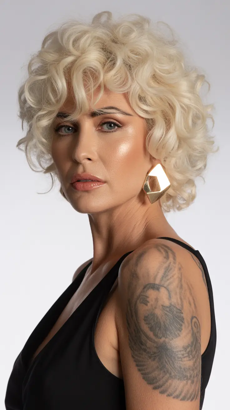 short winter haircuts 2025-2026 Icy Curly Elegance