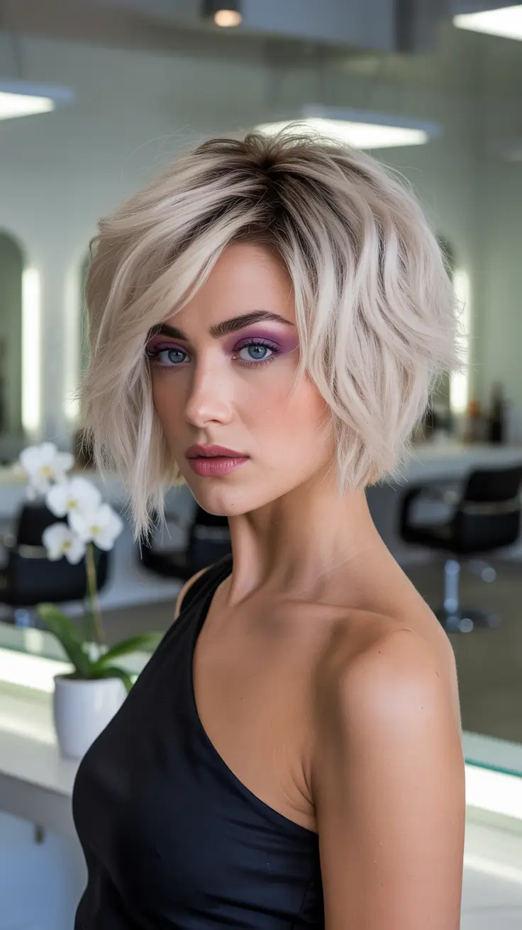 short winter haircuts 2025-2026 Frosted Textured Bob