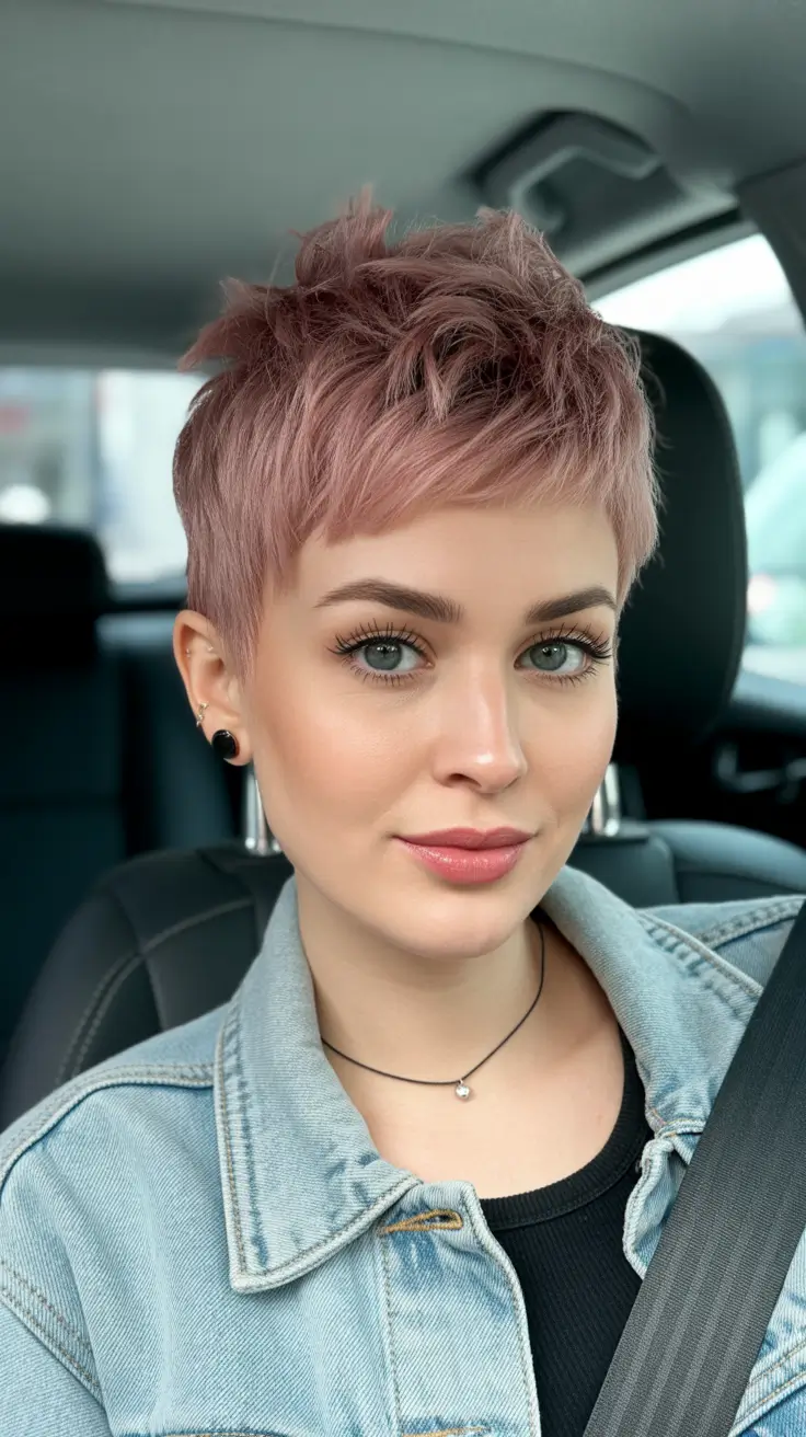 short winter haircuts 2025-2026 Frosted Rose Pixie
