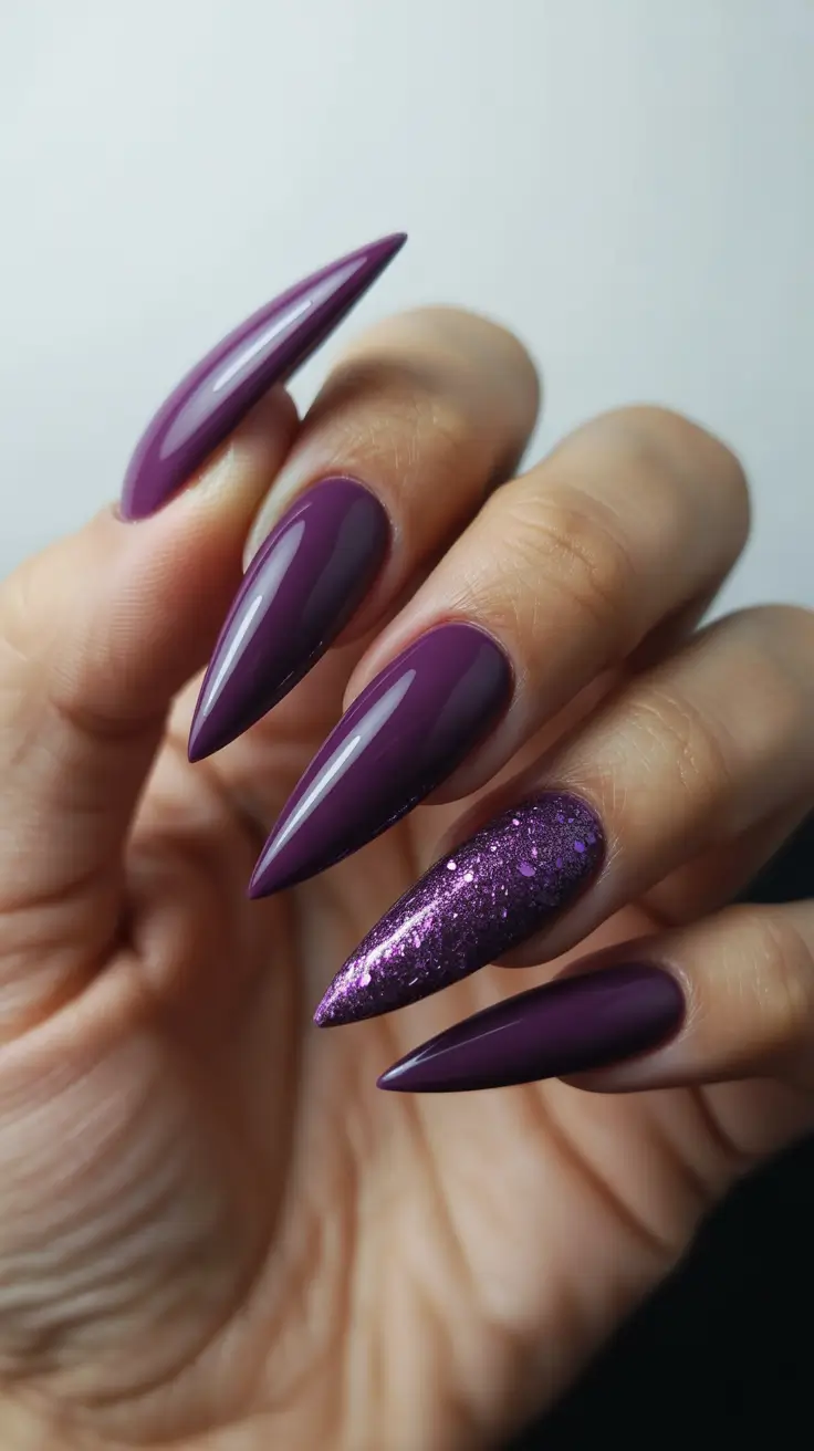 sparkly winter nails 2025 2026 velvet plum magic