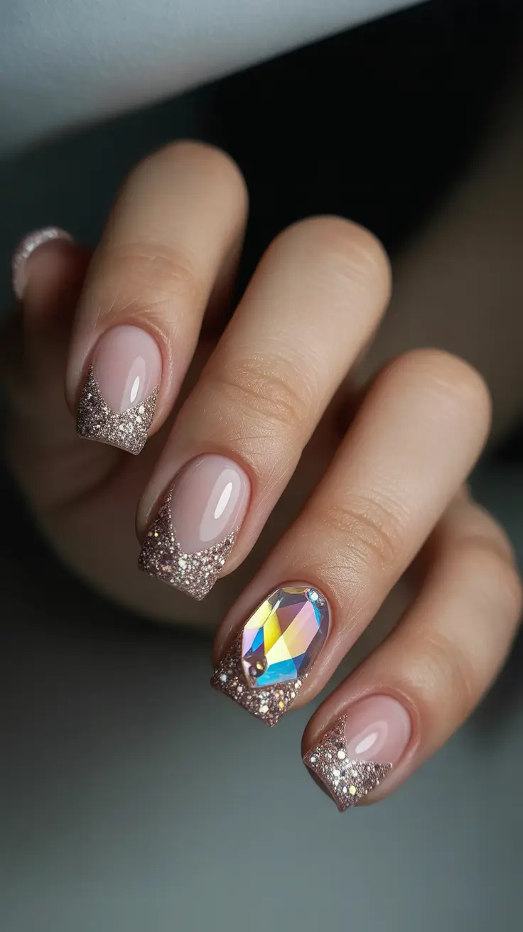 sparkly winter nails 2025 2026 crystal edge french