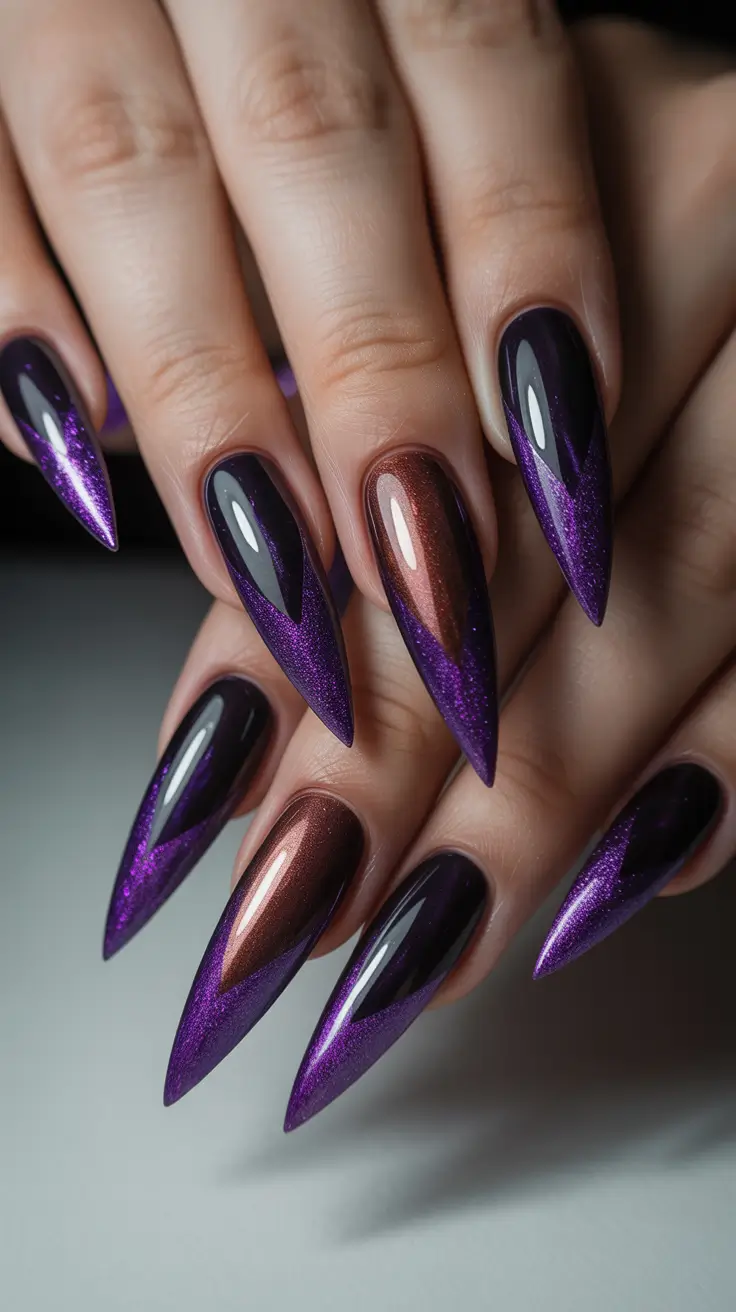 sparkly winter nails 2025 2026 galactic copper nights