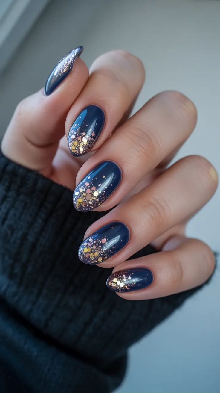 Sparkly Winter Nails 2025–2026 Midnight Confetti Sky