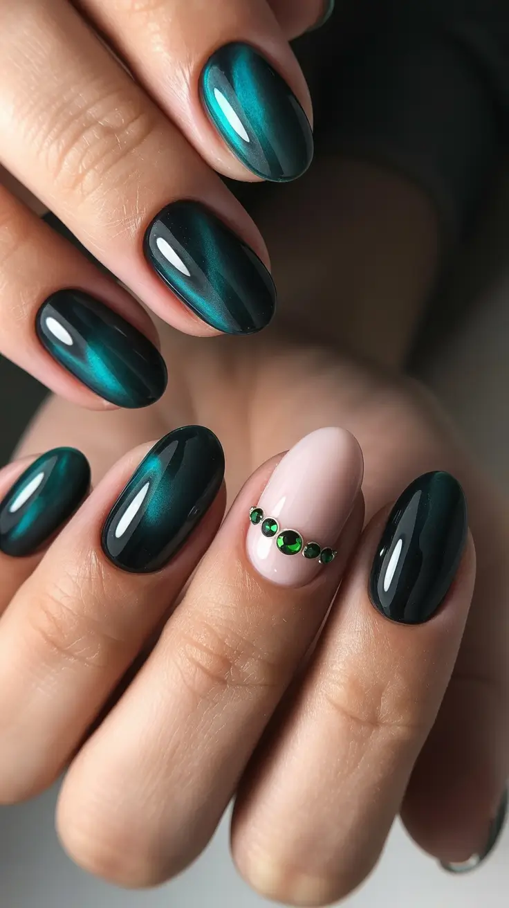 Sparkly Winter Nails 2025–2026 Jewel-Toned Aurora