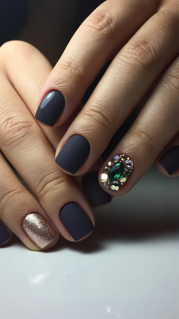 Sparkly Winter Nails 2025–2026 Velvet Midnight Jewel