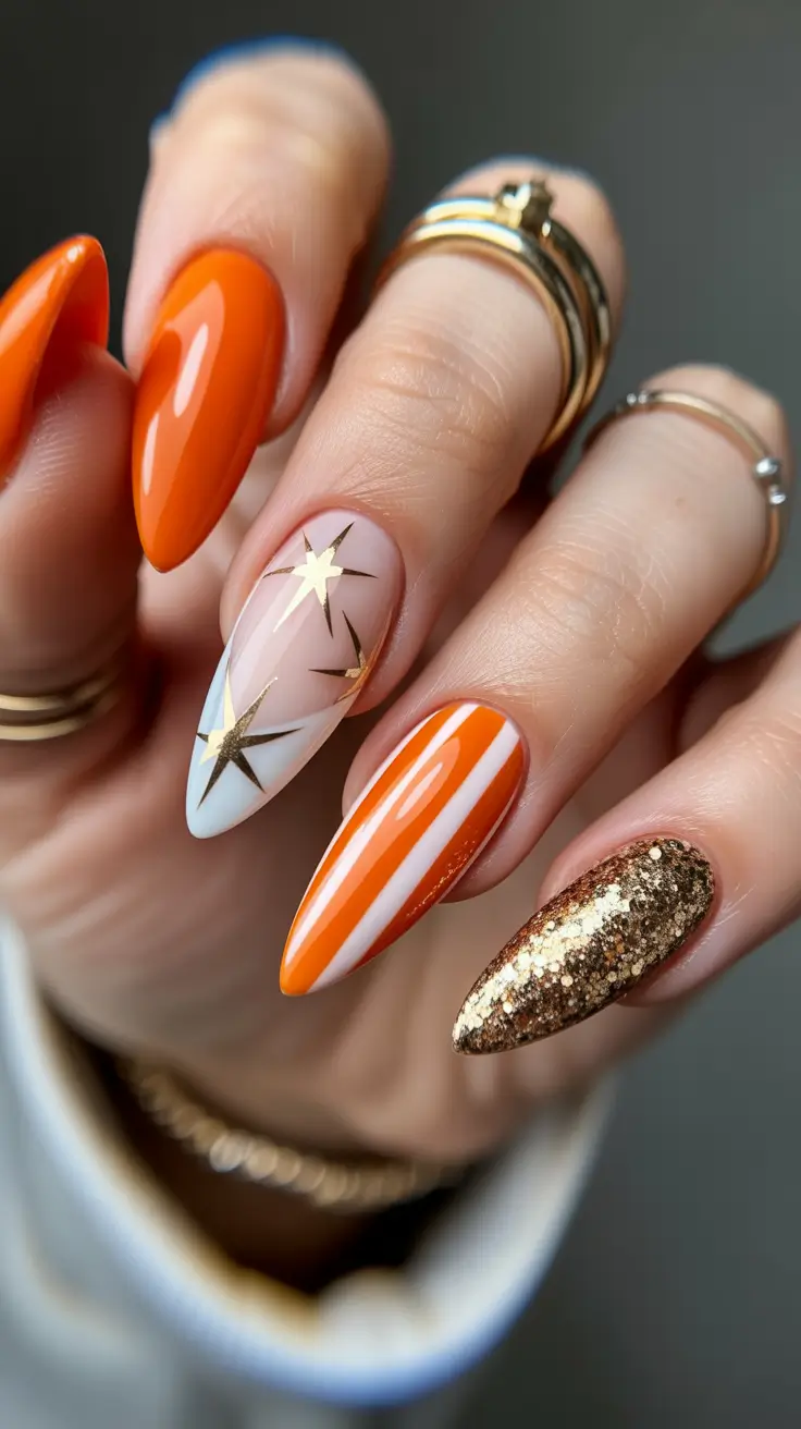 sparkly winter nails 2025 2026 tangerine stardust