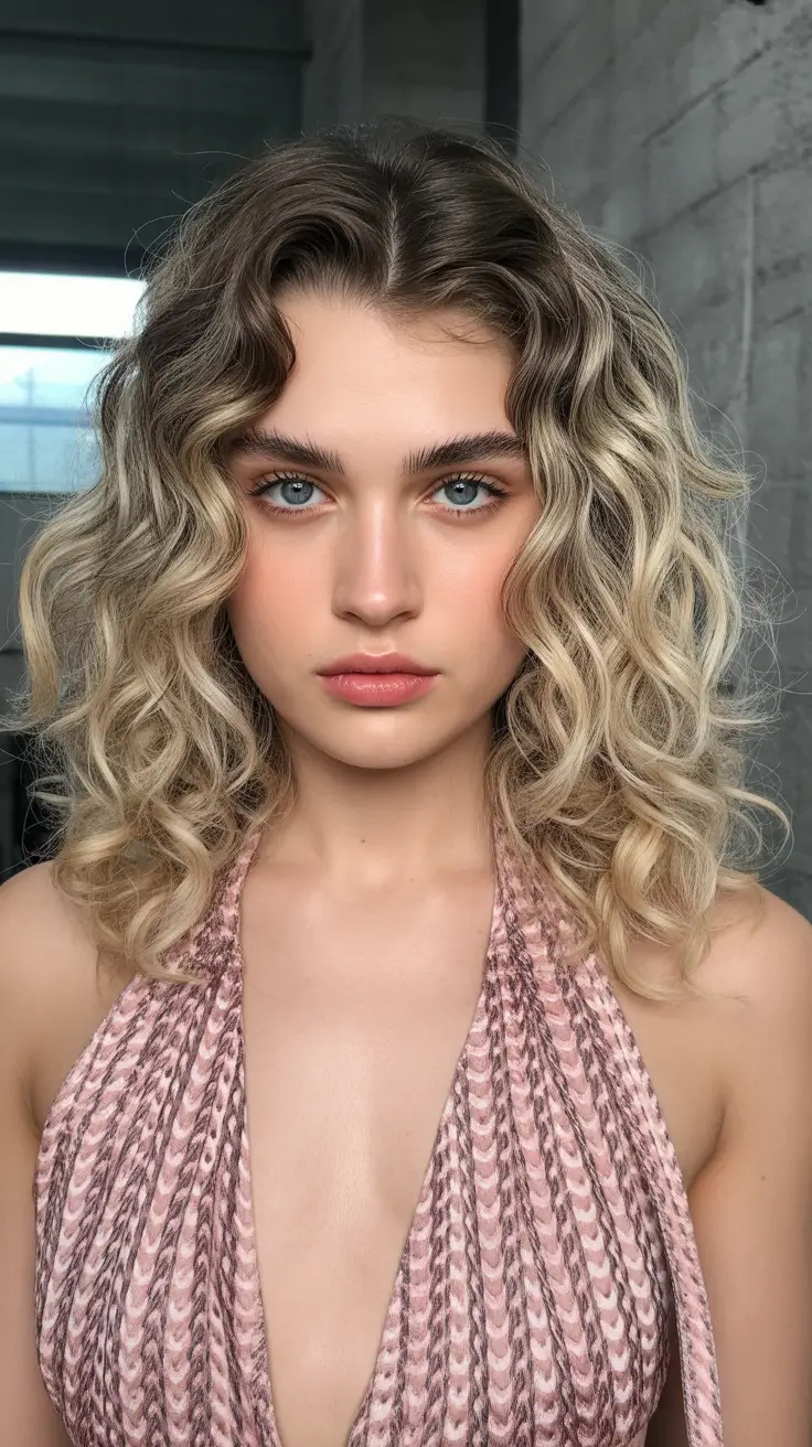 hair colors for soft winter 2025-2026 Defined Curls With Ash-Blonde Balayage