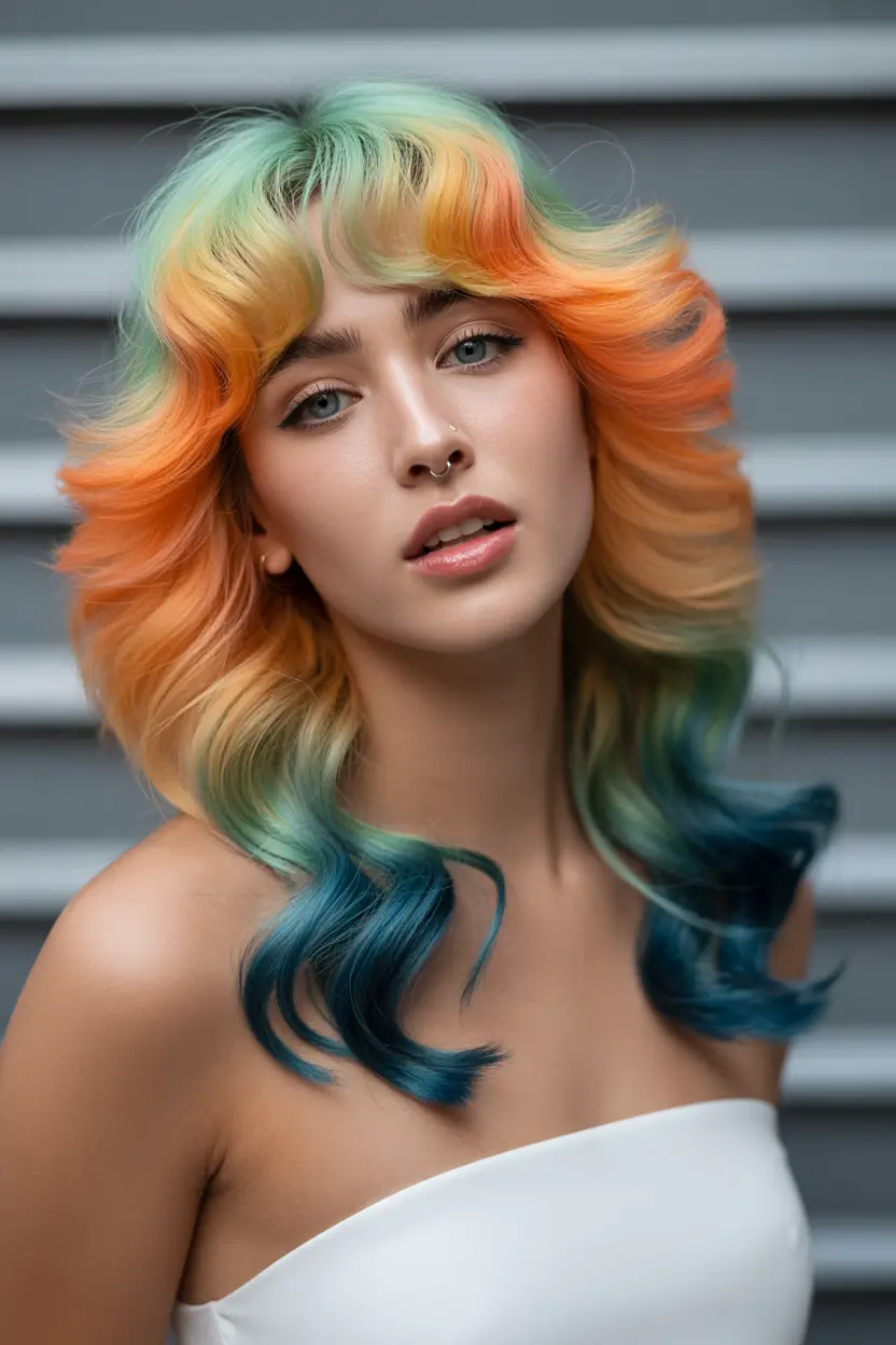 hair colors for soft winter 2025-2026 Rainbow Gradient Waves