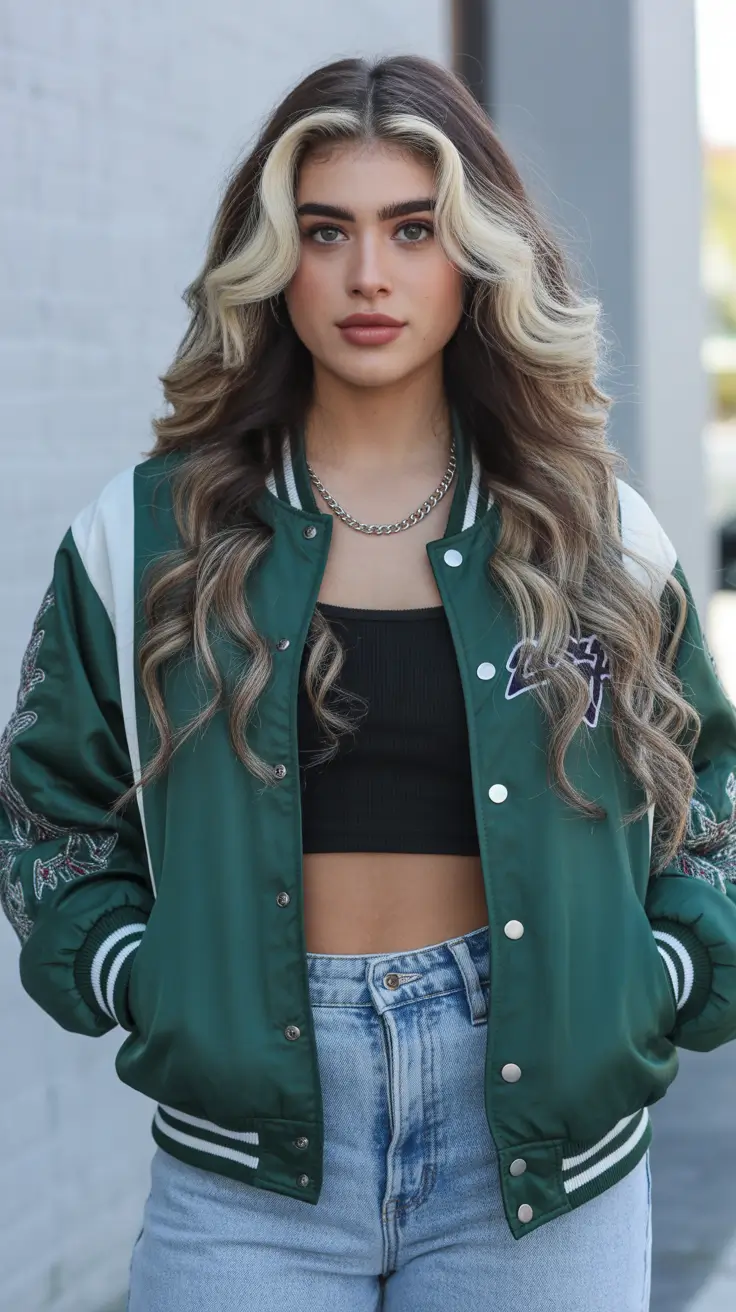 winter trending hair colors 2025-2026 Face-Framing Blonde Highlights on Dark Waves