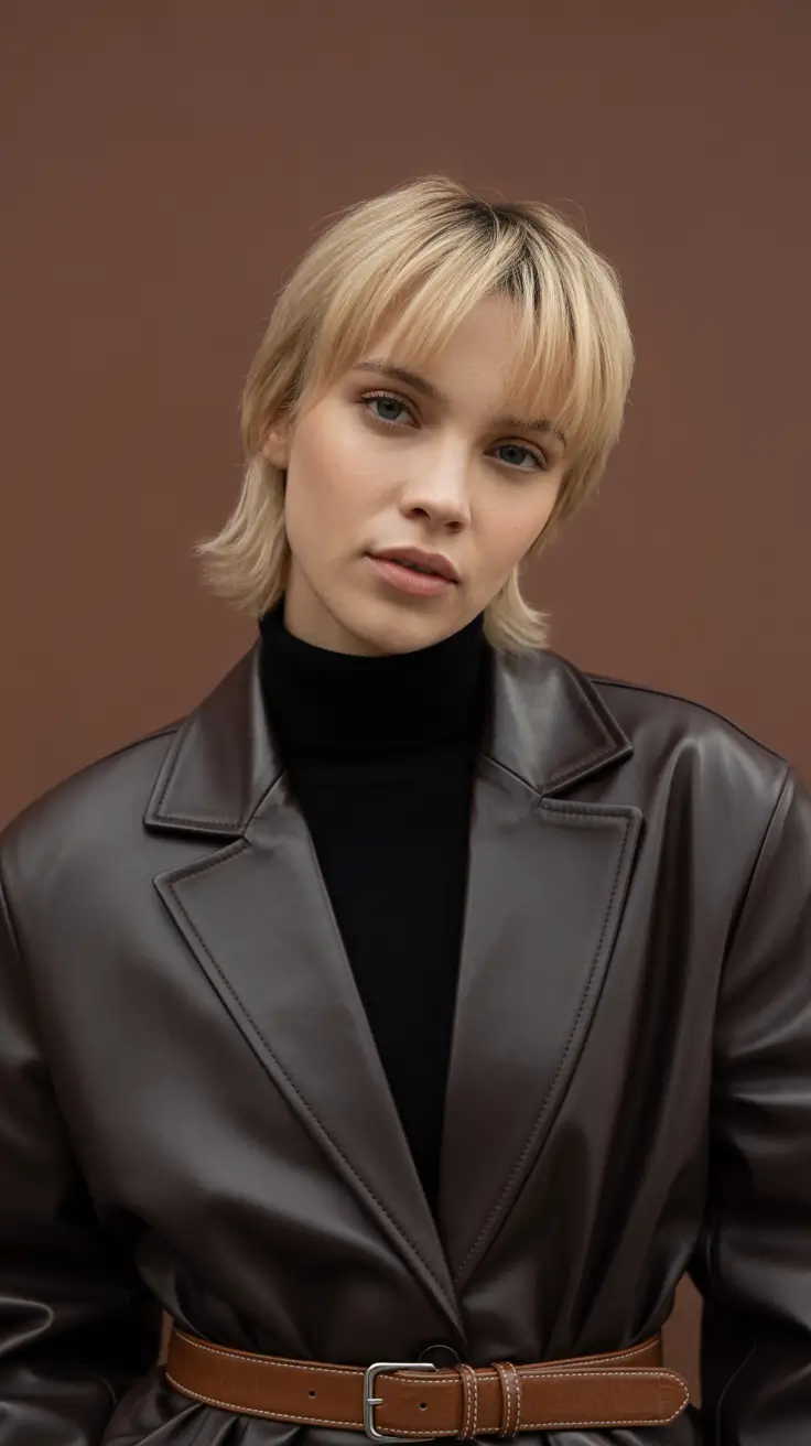 winter trending hair colors 2025-2026 Chic Blonde Shag with Effortless Texture