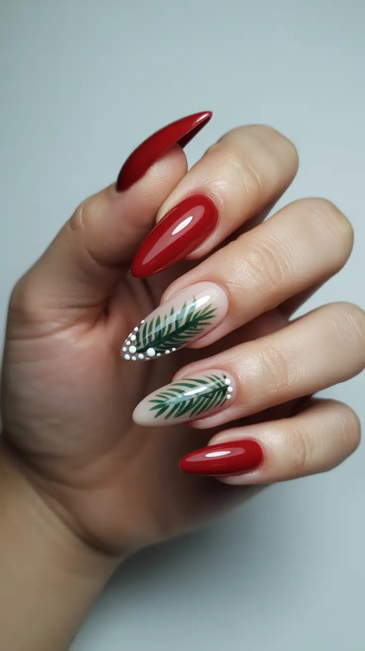 Trendy Christmas Tree Nail Ideas 2025 Red Pine Chic
