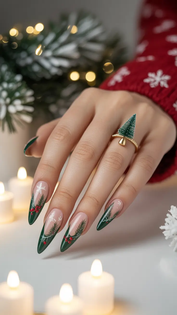Trendy Christmas Tree Nail Ideas 2025 Evergreen Elegance with a Festive Glow
