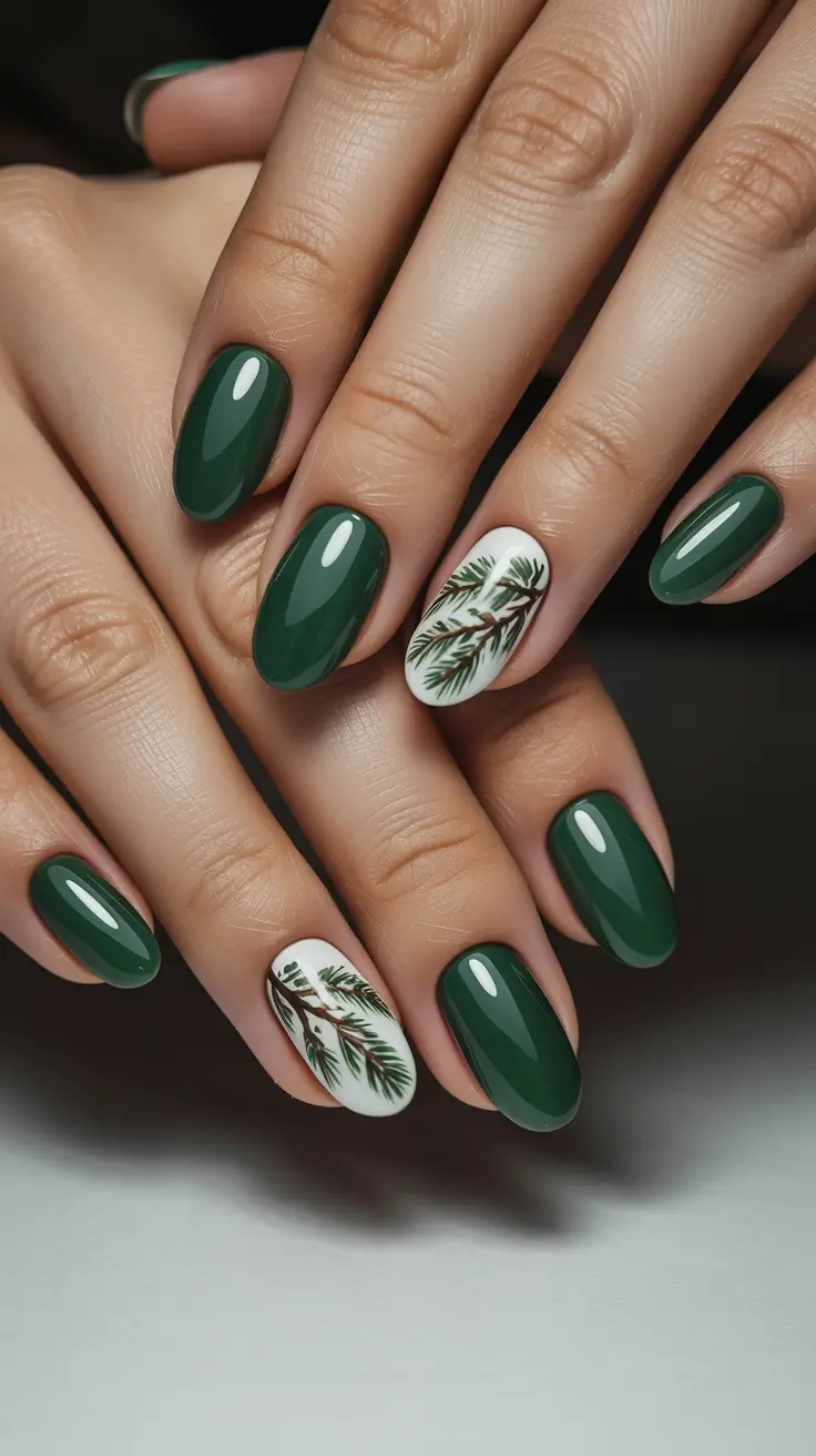 Trendy Christmas Tree Nail Ideas 2025 Deep Forest Glam