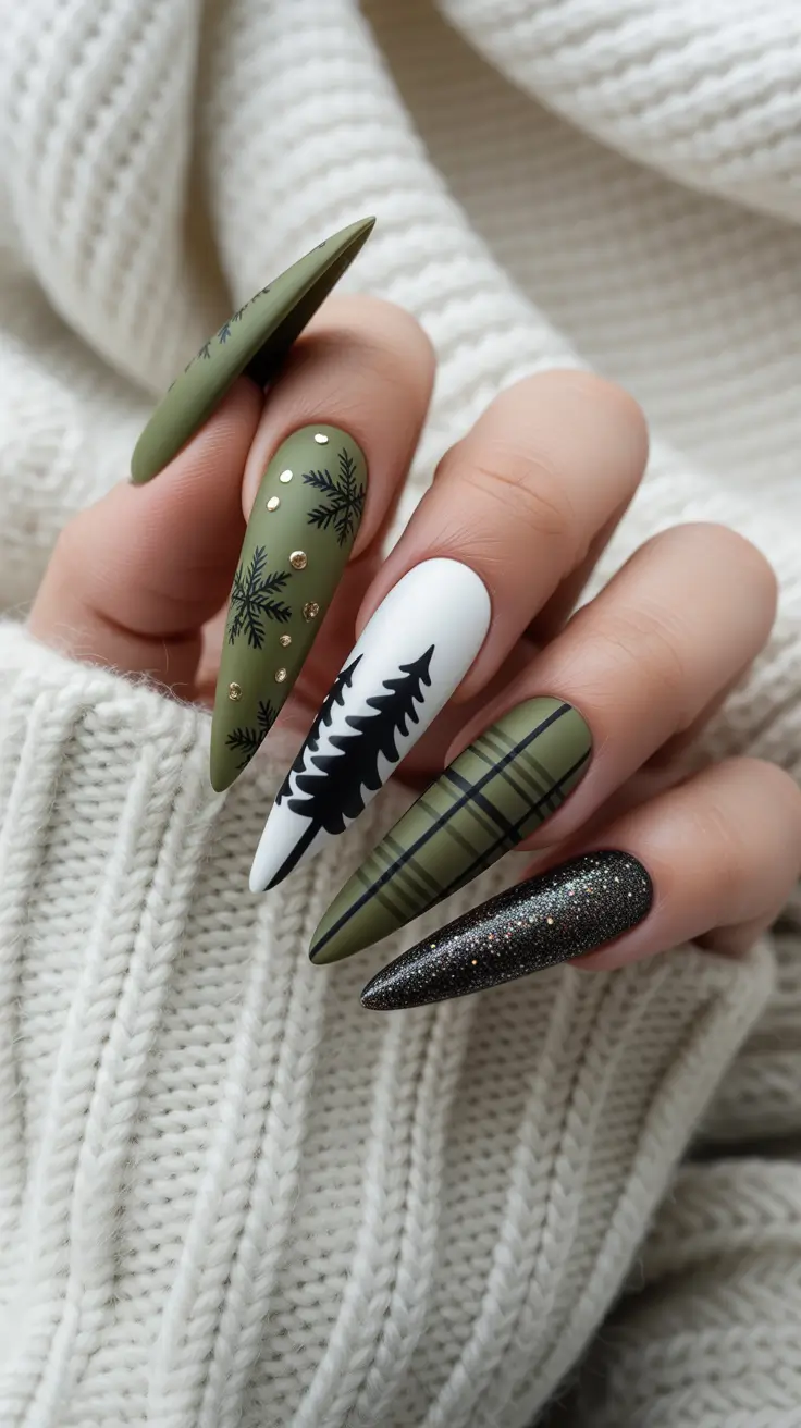 Trendy Christmas Tree Nail Ideas 2025 Olive Frost