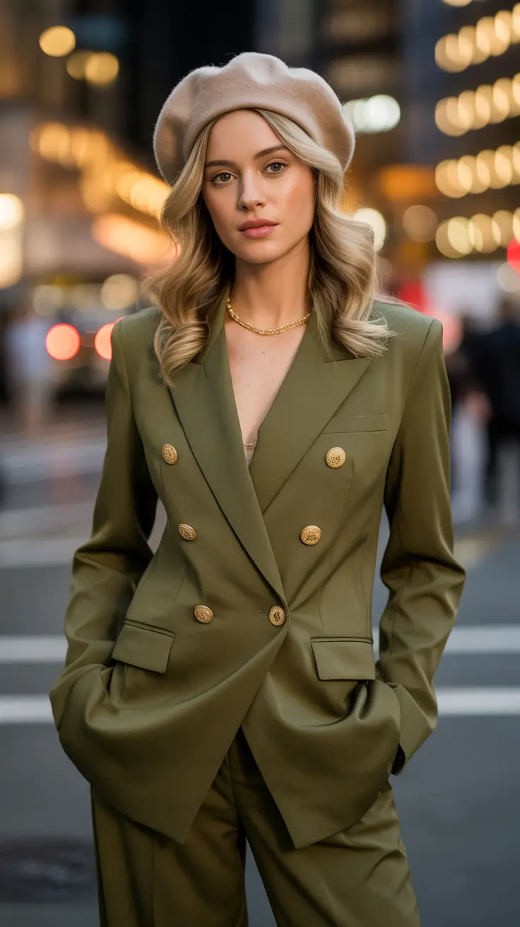 formal outfits for women 2026 Parisian Edge in Olive