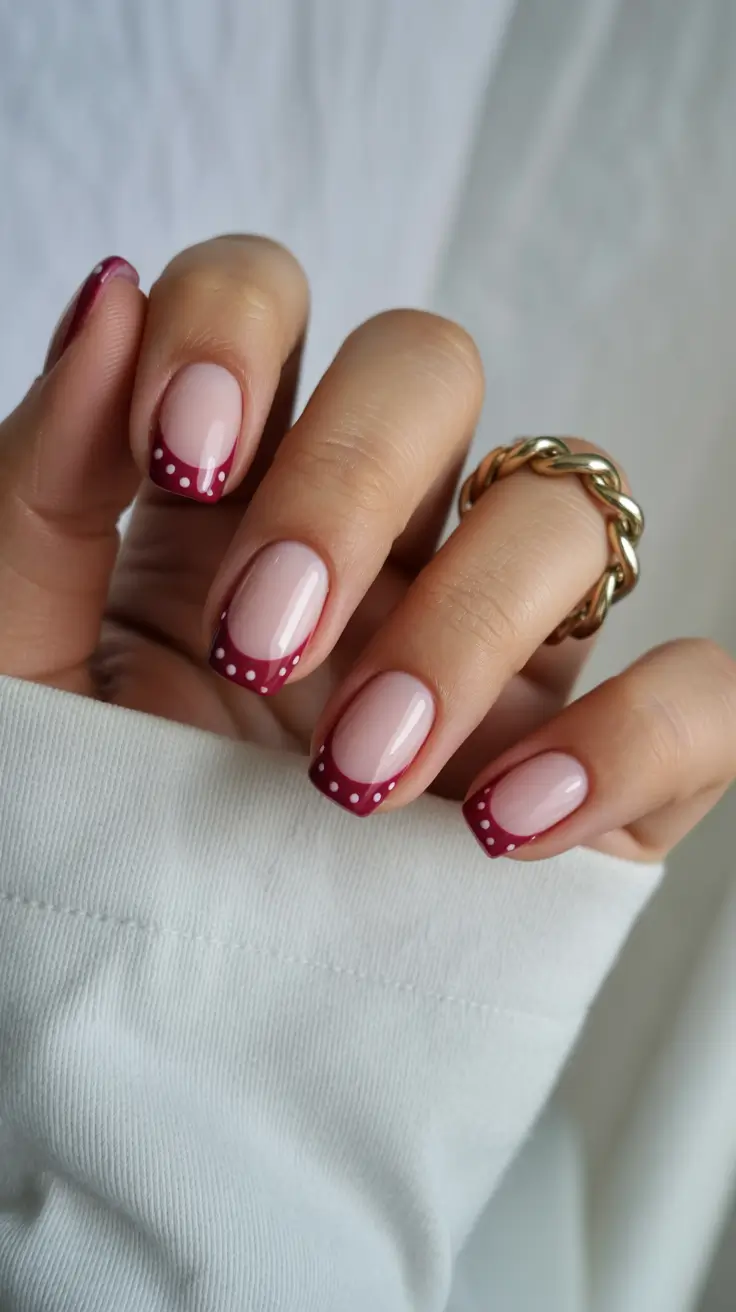 Simple winter nails 2025-2026 burgundy french