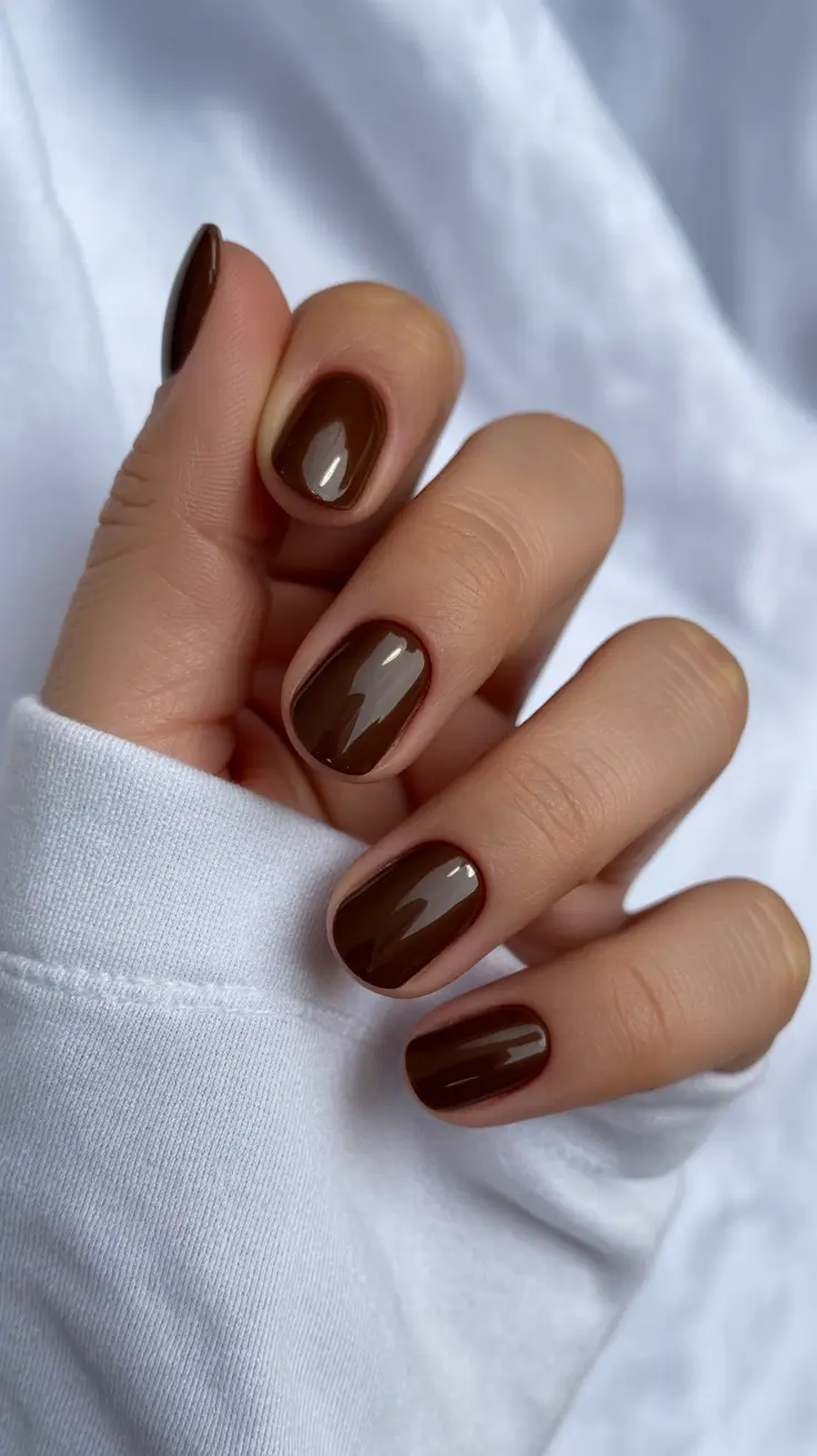 simple winter nails 2025-2026 Mocha Minimalism