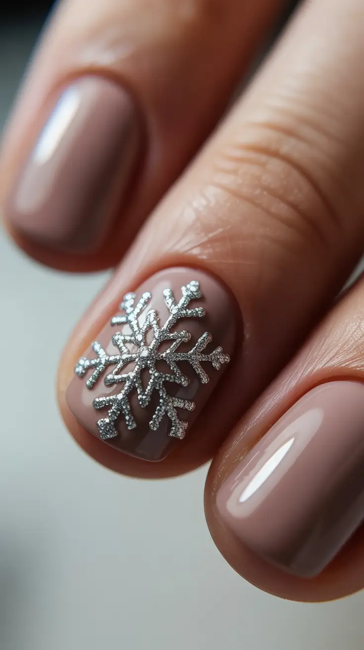 simple winter nail designs 2025-2026 Snowflake Charm