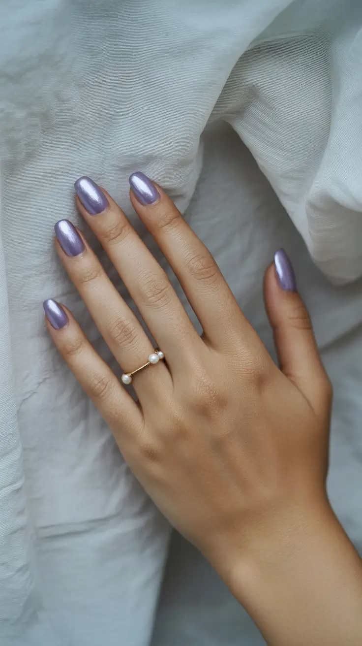 winter nail colors 2025-2026 Frosted Lilac Glow