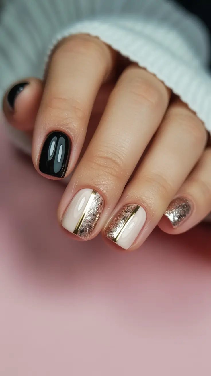 Winter Nail Colors 2025 Midnight Glam Lines