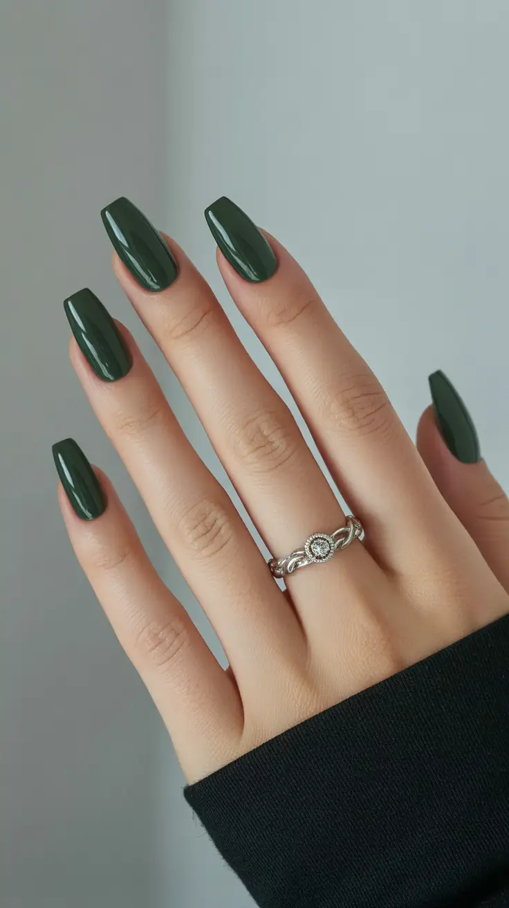 Winter Nail Colors 2025 Deep Forest Minimalism
