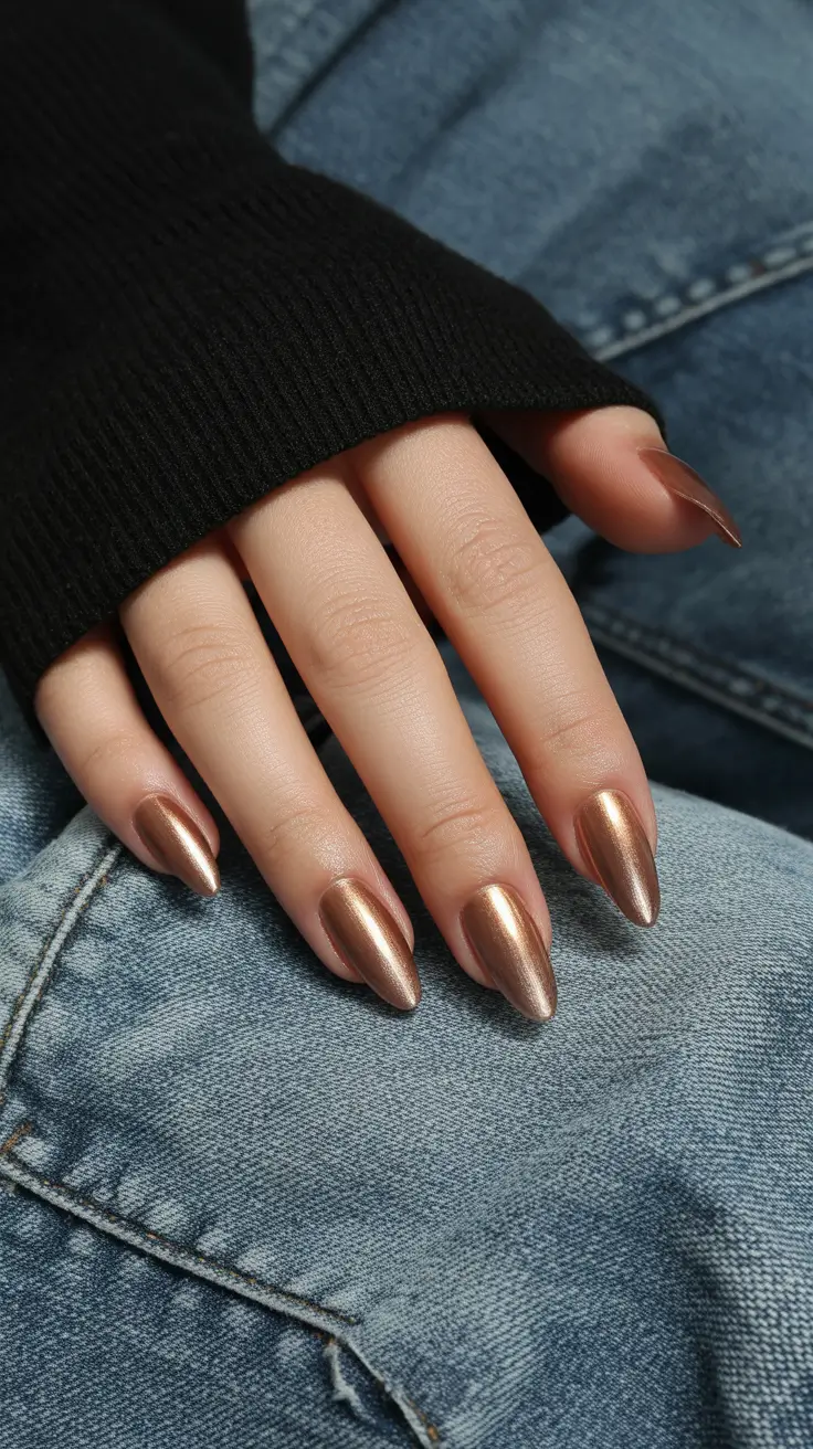 Winter Nail Colors 2025 Golden Bronze Allure