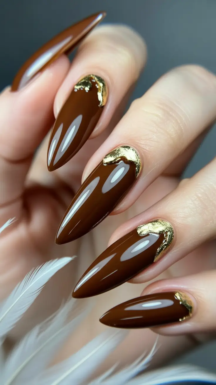 Winter Nail Colors 2025 Chocolate Gold Luxe