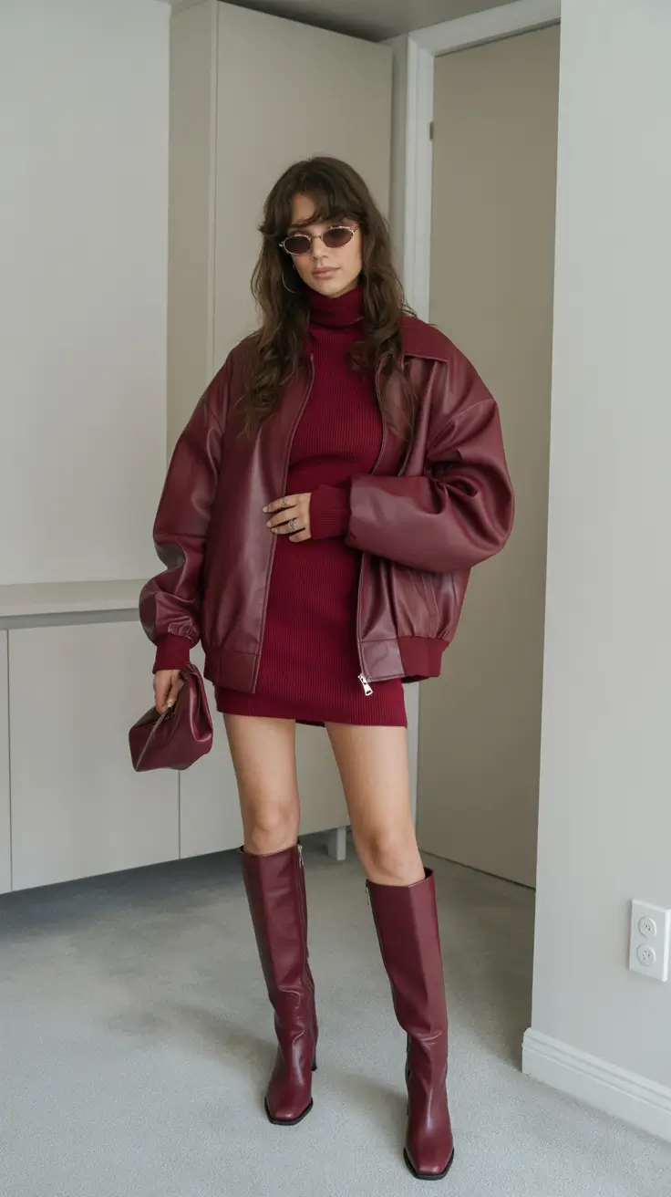 winter going out outfit 2025-2026 Burgundy Boldness