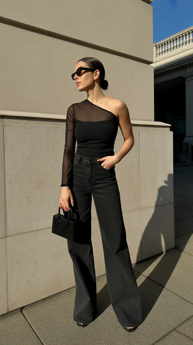 winter going out outfit 2025-2026 One-Shoulder Edge
