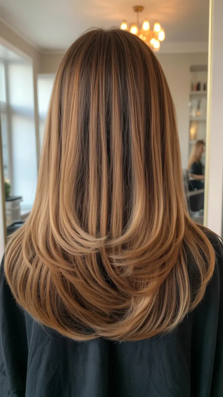 winter haircuts and colors 2025-2026 Warm Caramel Layers