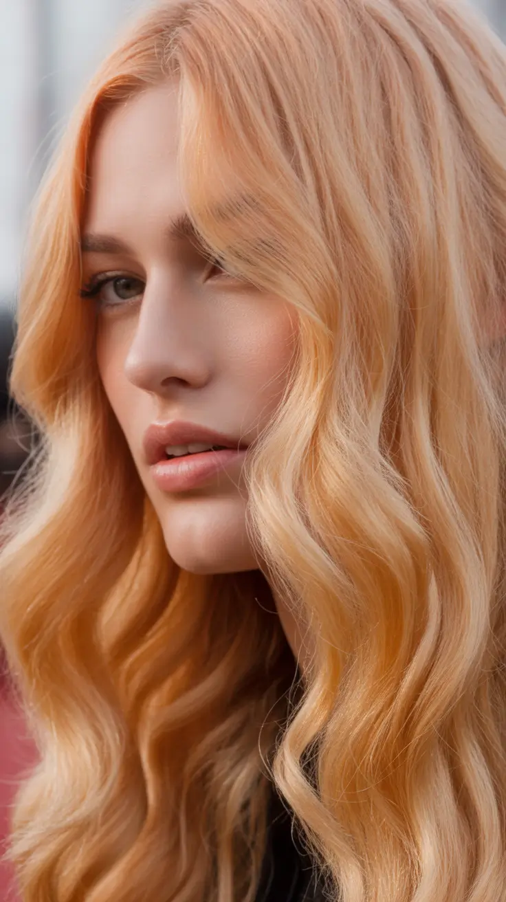 winter haircuts and colors 2025-2026 Peach Blonde Glow
