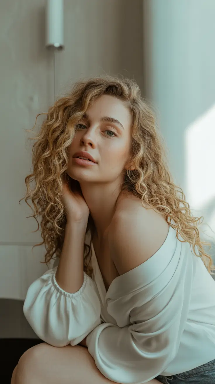 winter haircuts and colors 2025-2026 Soft Natural Curls with Cozy Volume