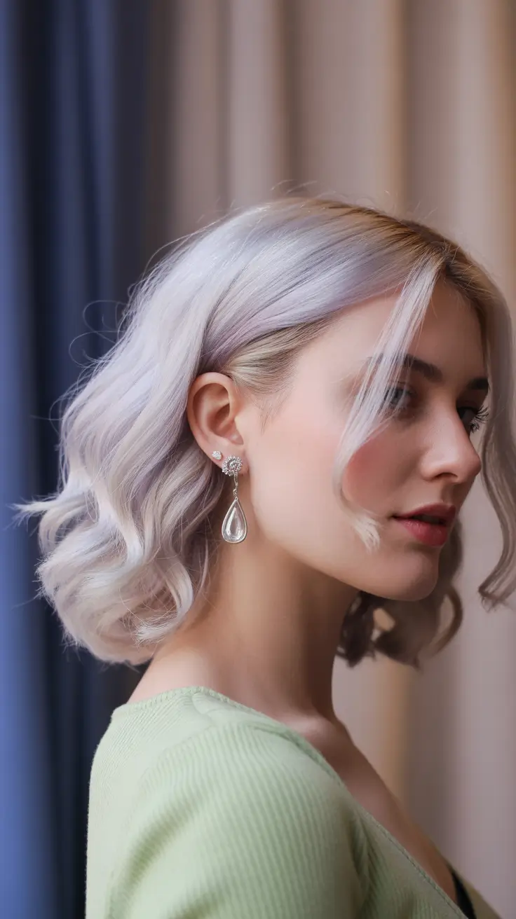 winter haircuts and colors 2025-2026 Icy Lilac Bob for the Bold Heart