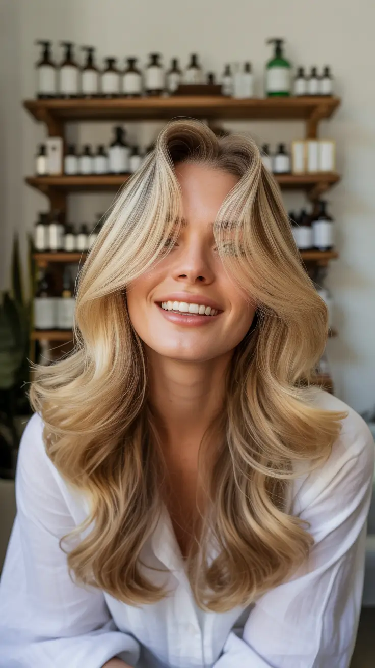 winter haircuts and colors 2025-2026 Butterfly Layers with Sun-Kissed Dimension