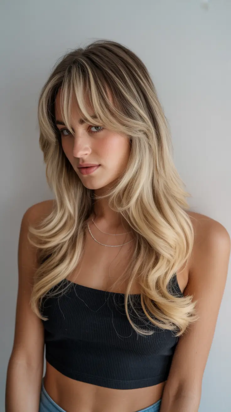winter haircuts and colors 2025-2026 Modern Curtain Bangs with Beachy Texture