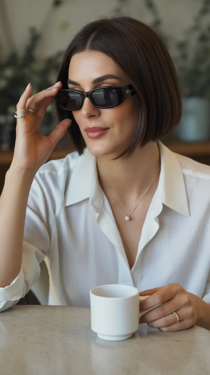 winter haircuts and colors 2025-2026 Classic Sleek Espresso Bob