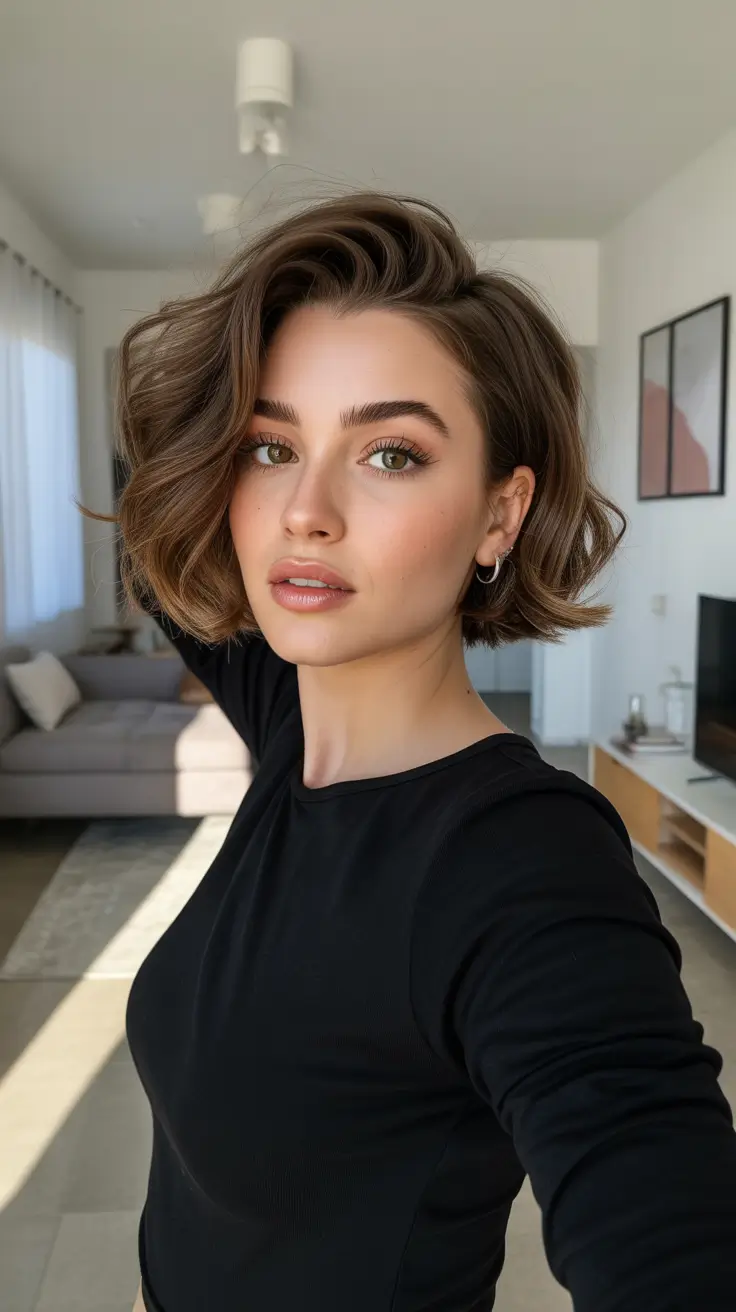 winter haircuts and colors 2025-2026 Voluminous Side-Part Bob
