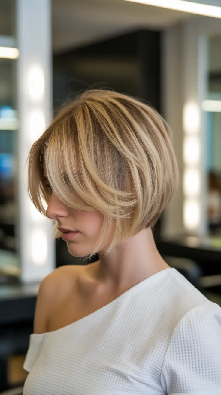 winter haircuts for round faces 2025-2026 Feathered Layered Bob