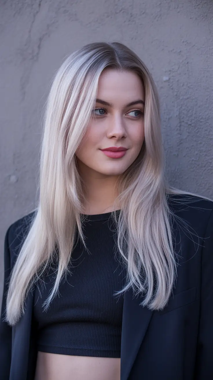 winter haircuts for round faces 2025-2026 Cool Blonde Minimalist Flow